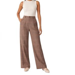Wilfred x Aritzia - The Effortless Pant Plaid Trouser Brown Taupe Sz 2